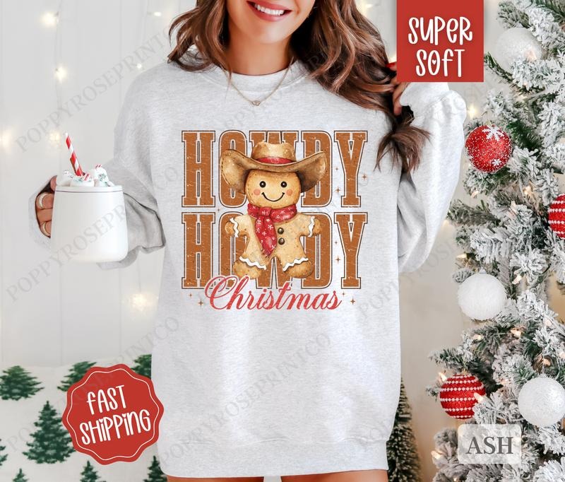 Howdy Christmas  Sweatshirt, Country Christmas Sweater, Cowboy Holiday Crewneck T-Shirts, Hoodie | HypeCrazeTee.com