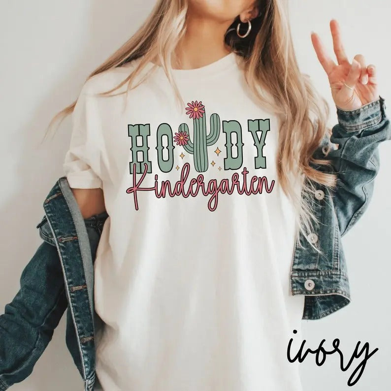 Howdy Kinder.garten Teacher Shirt, Rodeo Teacher Shirt, Kinder.garten Teacher Team Shirt, Western Teacher Gift, Teacher...