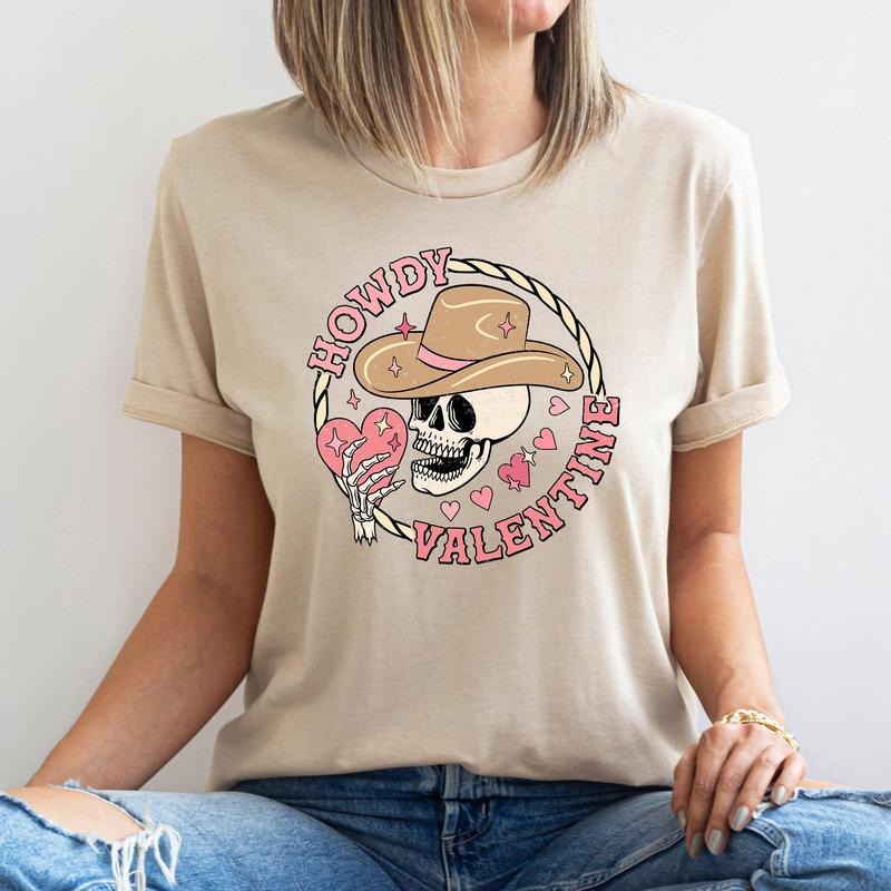 Howdy Valentine, Skeleton Cowboy, Western, Country, Super Soft Tshirt, Valentine's Day Hoodie, Sweatshirt | HypeCrazeTee.com