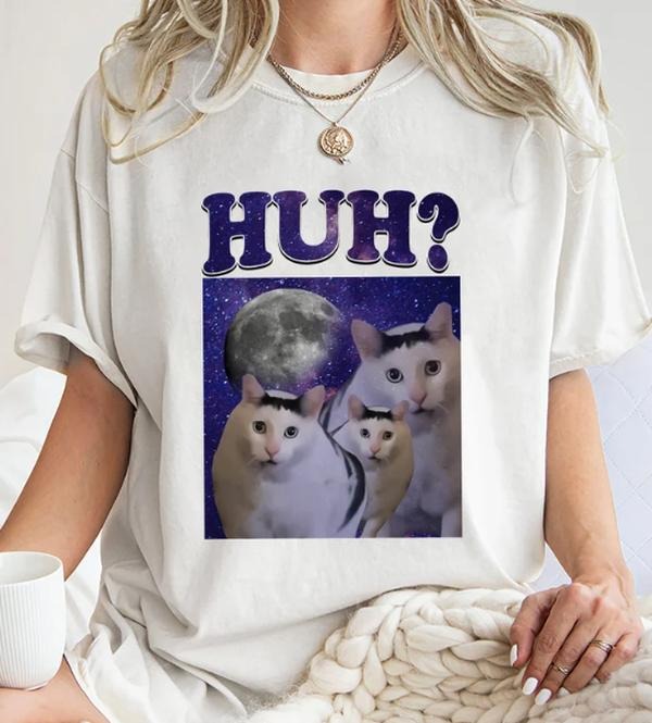 Huh Meme Cat Shirt Trending Shirt Funny Cat Meme Silly Cat Shirt T-Shirts, Hoodie, Sweatshirt