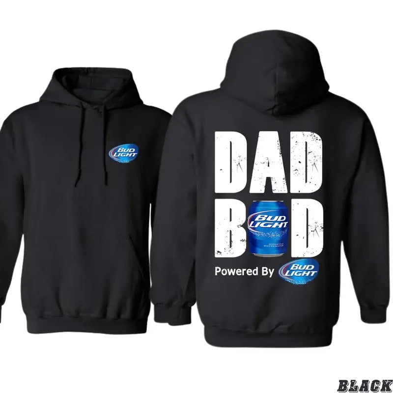 Humorous Dad Bad Hoodie with Bud Light Graphic - Unisex Cotton Sweatshirt for Everyday Comfort - tiktok shop store,...