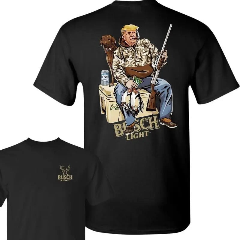 Hunter Trump With Busch Light Beer 2 Siders T-shirt, Trump and Your Hunt Dog, Hunting Season, T-shirt for Men, for Women...