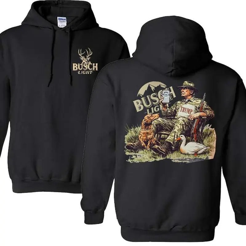 Hunter Trump With Busch Light Beer Hoodie, Camo Hunter Trump Shirt, Busch Light Shirt, Dog Hunting Shirt, Election 2024...