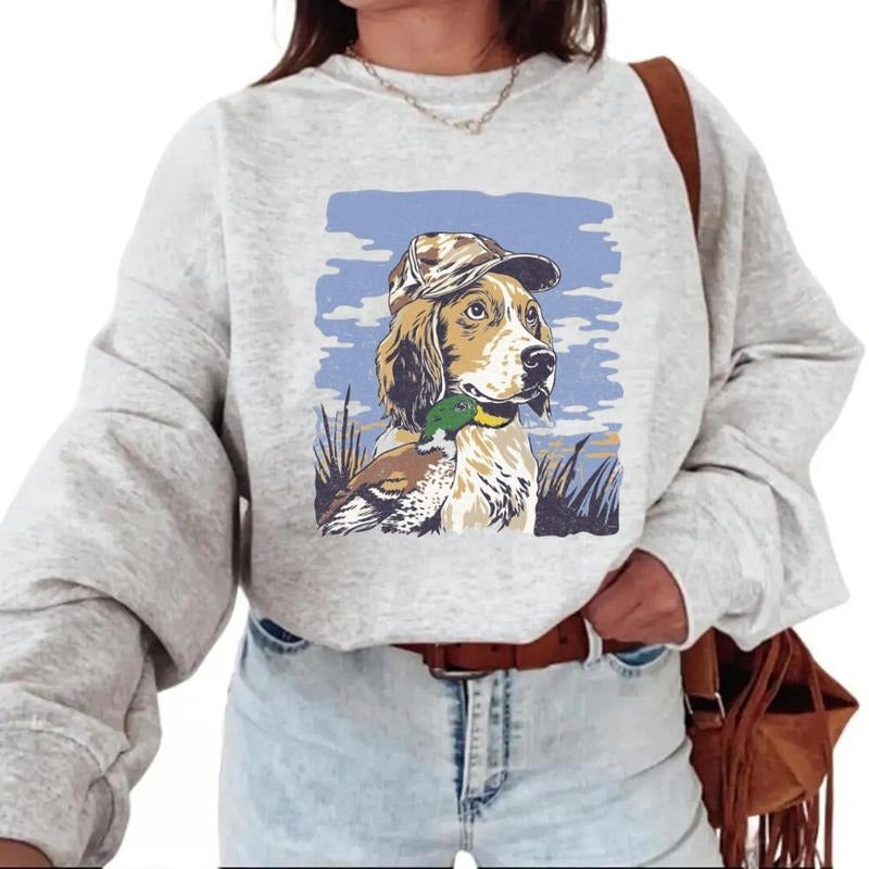 Hunting Dog Sweatshirt Duck Hunting Lab Retriever Outdoorsman Unisex Cotton Pullover with Camo Cap for Hunting Season...