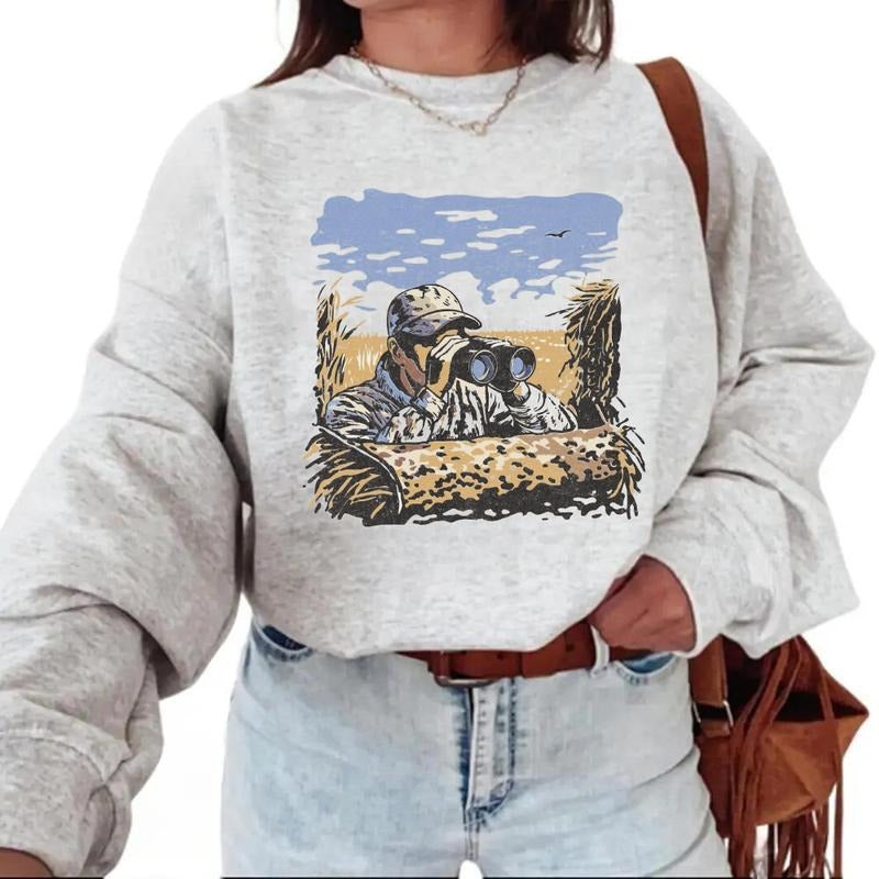 Hunting Peeking Camo Hunter Binoculars Outdoorsman Duck Blind Waterfowl Hunting Season Cotton Womenswear T-Shirts, Hoodie, Sweatshirt