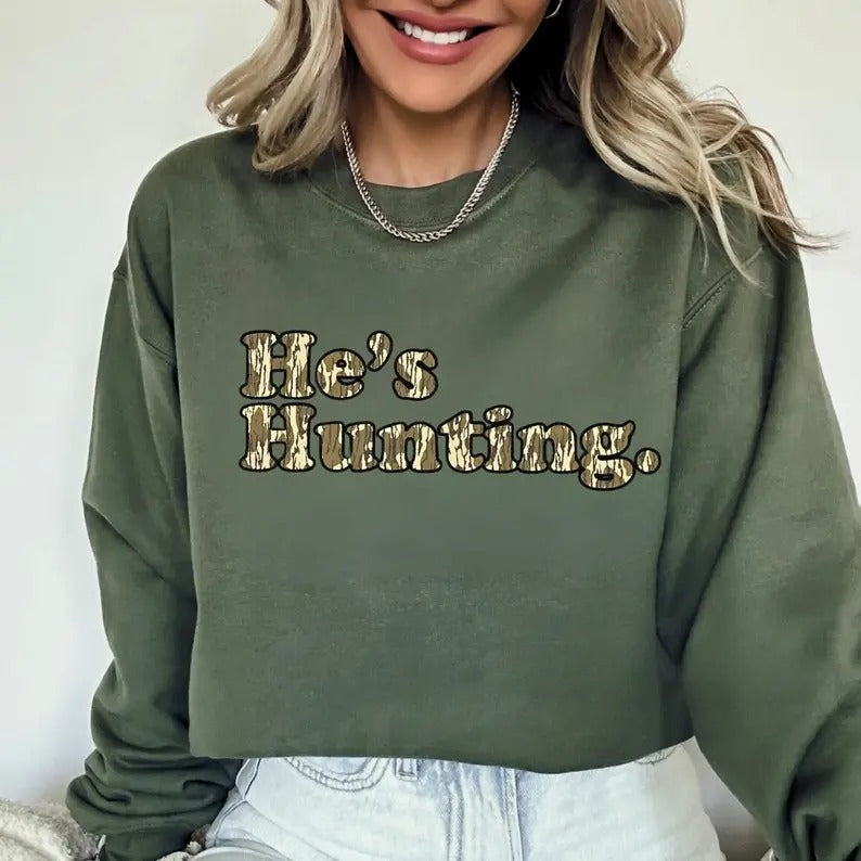 Hunting Season Shirt, Duck Hunting Shirt, Deer Hunting Shirt, Hunting Wife, Mallard Shirt, Duck Shirt, He's Hunting,...