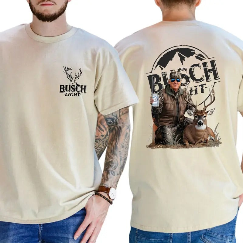 Hunting Trump Busch Light Beer 2 Sider Shirt, Trump Hunting T-shirt, Graphic Printed Tees For Trump Supporters, Classic...