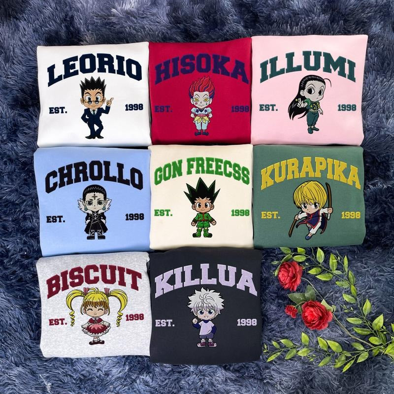 HxH Characters Embroidered Sweater, Anime Embroidered Shirt, Gift For Fan Tshirt and Hoodie Sweatshirt | HypeCrazeTee.com