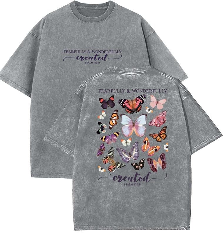 I Am Fearfully And Wonderfully Made Unisex Washed T-Shirt, Christian t shirts, Vintage 90s Graphic Tee, Gift Top...
