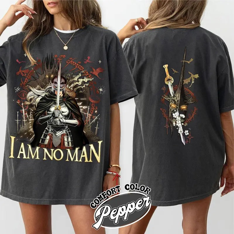 I Am No Man Shirt, Fantasy Dragon Bookish Shirt, Fantasy Merch Shirt, Fantasy Book Lover Shirt, Book Gift Hoodie, Sweatshirt