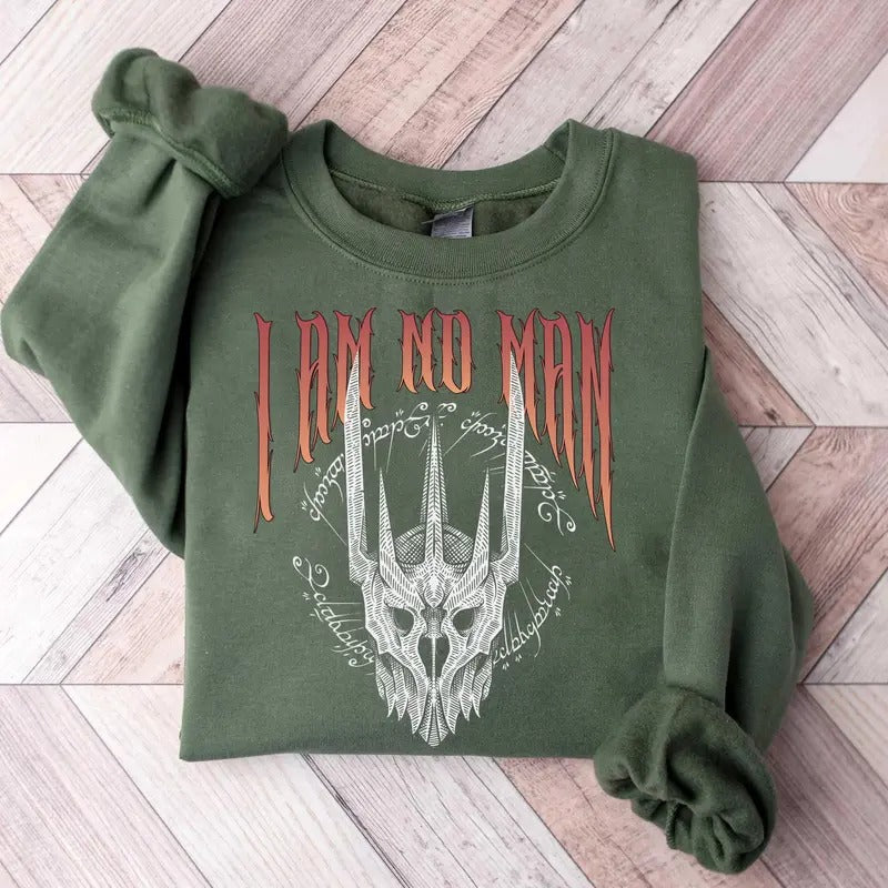 I Am No Man Sweatshirt, Booktok Merch, Dark Academia Hoodie, Lord of the Rings, Girl Power, Eowyn, Book Quote, Book Lover...