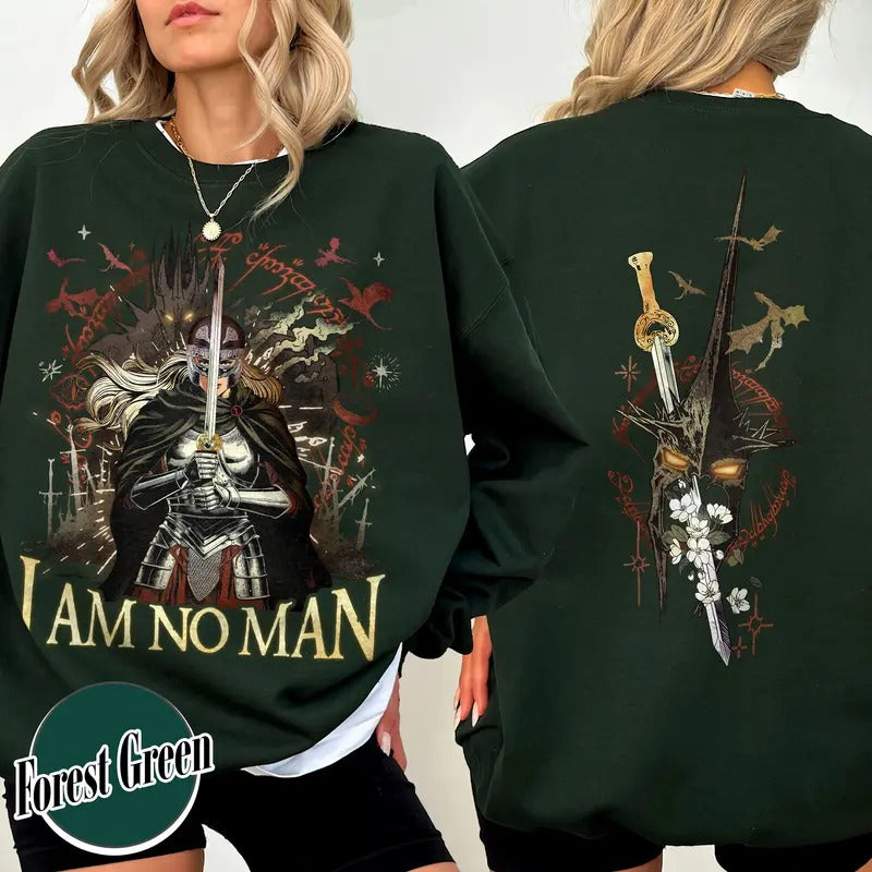 I Am No Man Sweatshirt, Fantasy Dragon Bookish Shirt, Fantasy Merch Shirt, Fantasy Book Lover Shirt, Book Gift Hoodie