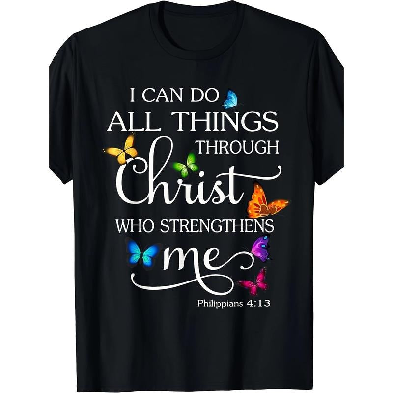 I Can Do All Things Through Christ Butterfly Art - Religious T-Shirt Made in USA Hoodie, Sweatshirt | HypeCrazeTee.com