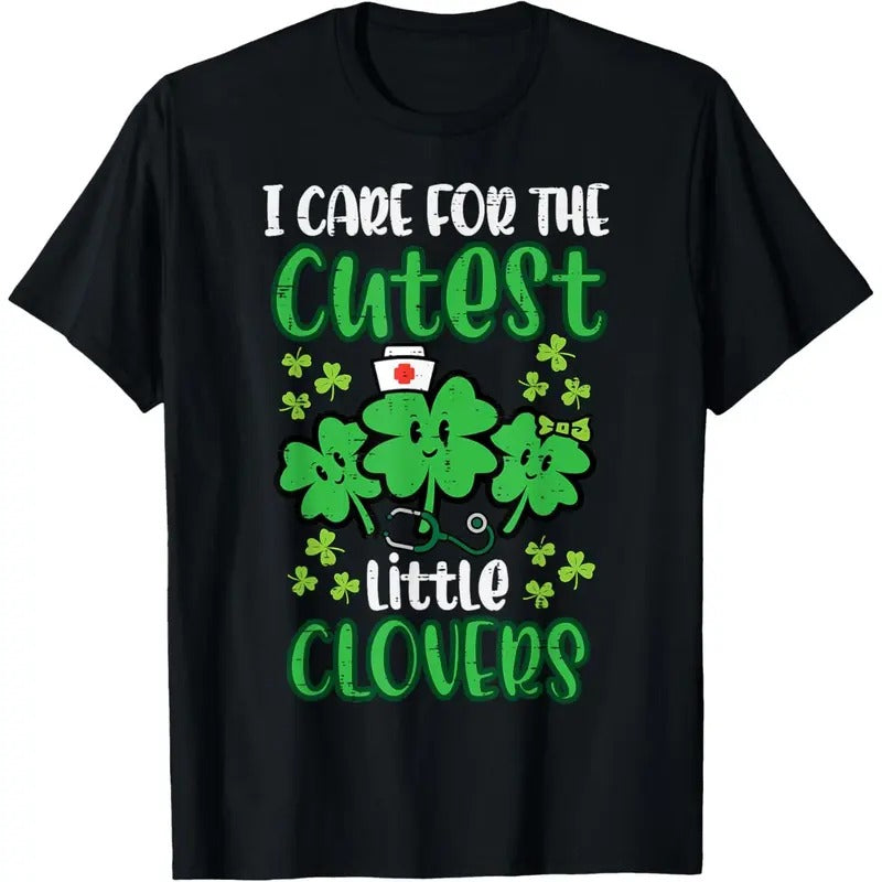 I Care Cutest Clovers Nurse St Patricks Day Scrub Top Made USA T-Shirts, Hoodie, Sweatshirt