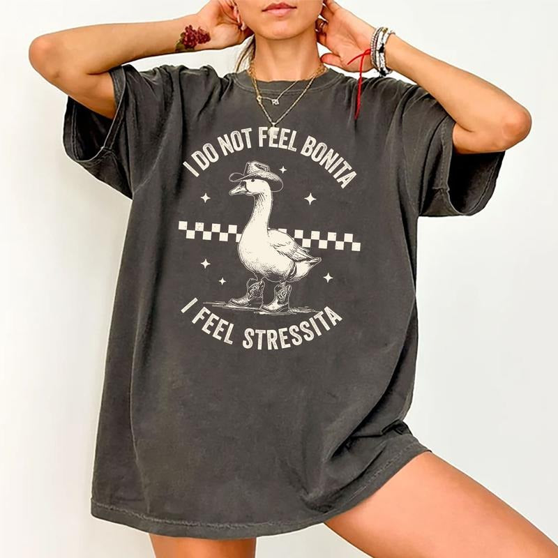 I Do Not Feel Bonita I feel Stressita Shirt, Adult Humor Shirt, Sarcastic Meme Graphic Printed Tee, Spanish Funny Saying...
