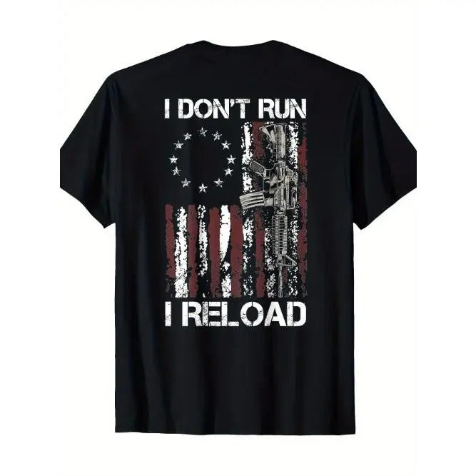 I Don't Run I Reload Gun American Flag Patriots T-Shirt Made in USA Hoodie, Sweatshirt | HypeCrazeTee.com