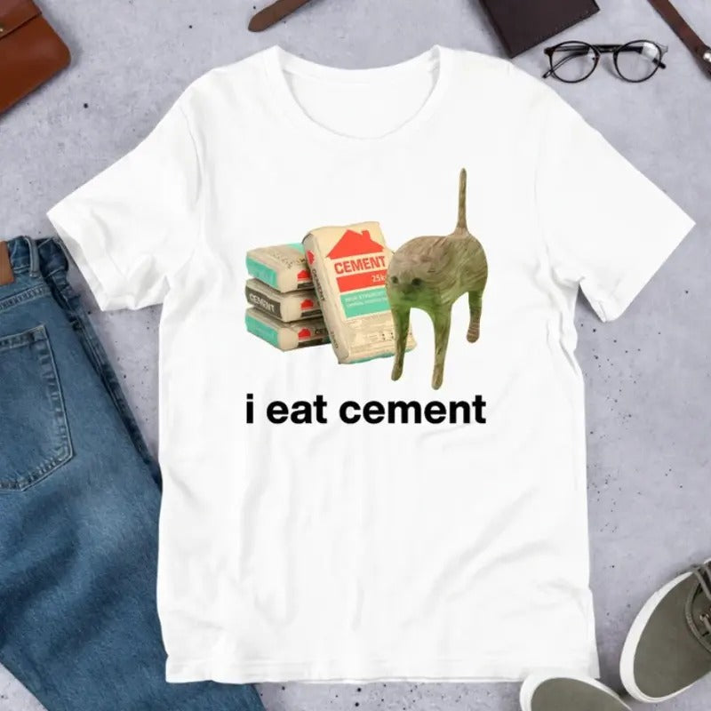 I Eat Cement Cursed Cat, Funny Meme Shirt, Ironic Shirt Hoodie, Sweatshirt | HypeCrazeTee.com