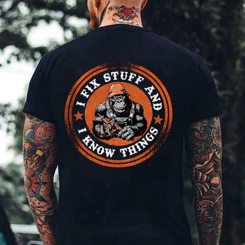 I FIX STUFF AND I KNOW THINGS Orangutan Print Men's T-shirt men Hoodie, Sweatshirt | HypeCrazeTee.com