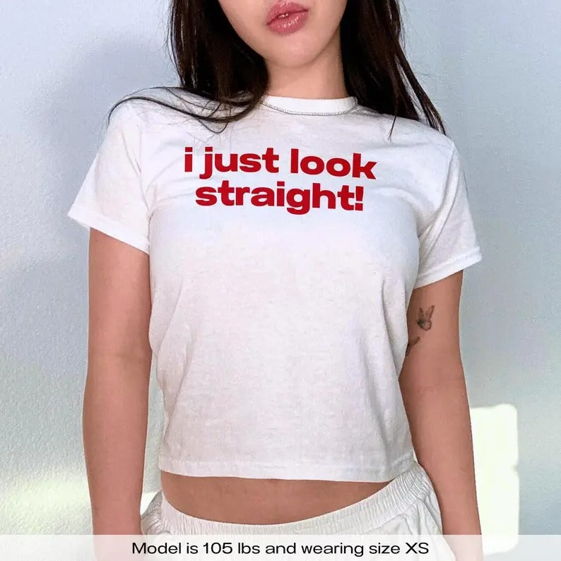I Just Look Straight Pride LGBTQ WLW Pansexual Bisexual Baby Tee Y2k Baby Tee Y2k Shirt Trendy Baby Tee Coquette Baby Tee...