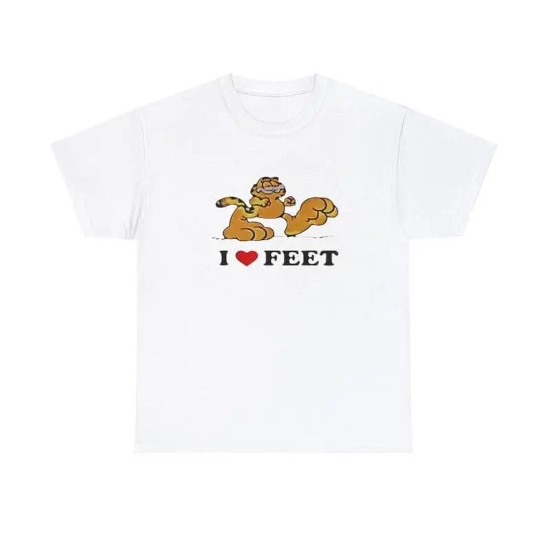 I LOVE FEET Garfield 2024- Sarcastic funny meme T-shirt cartoon Cute Graphic Tee Basic Hoodie, Sweatshirt | HypeCrazeTee.com