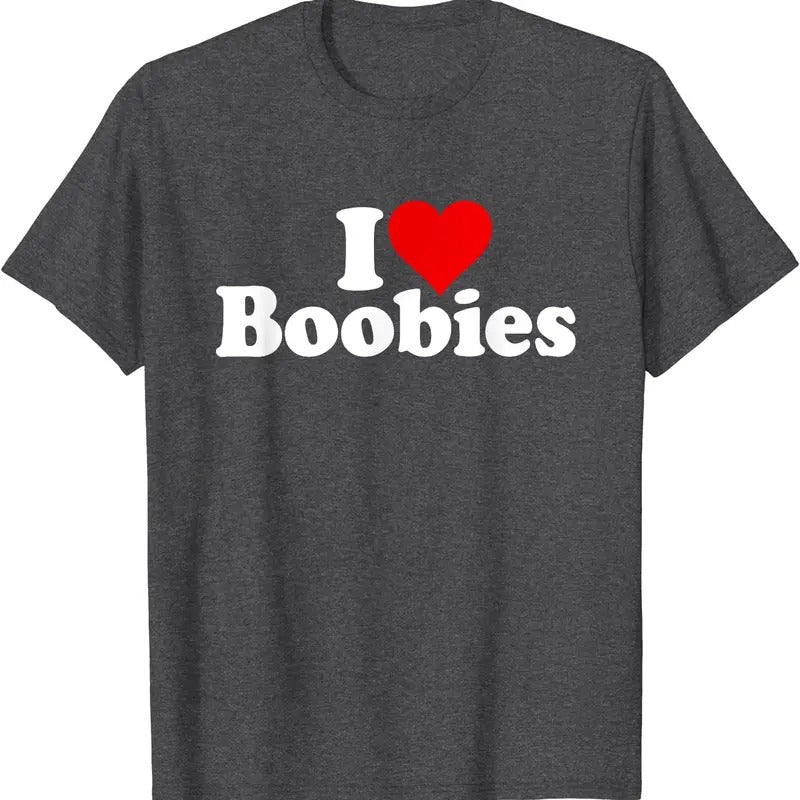 I LOVE HEART BOOBIES T-Shirt | Unisex Cotton Tee, Size S-5XL Hoodie, Sweatshirt | HypeCrazeTee.com