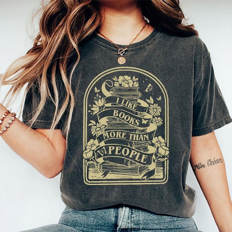 I Like Books More Than People Retro Shirt Introvert Bookworm Unhinged Shirt Booktrovert Printed Book Lover T-Shirts, Hoodie, Sweatshirt