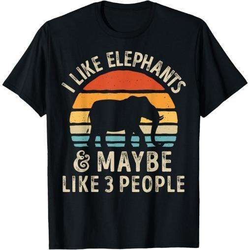 I Like Elephants And Maybe Like 3 People Elephant Retro T-Shirt Made in USA Hoodie, Sweatshirt | HypeCrazeTee.com