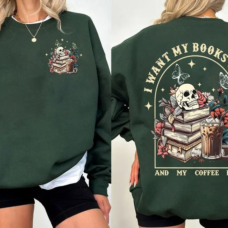 I Like My Books Spicy And My Coffee Icy Sweatshirt, Bookish Merch, Coffee Book Hoodie, Spicy Book, Reading With Coffee...