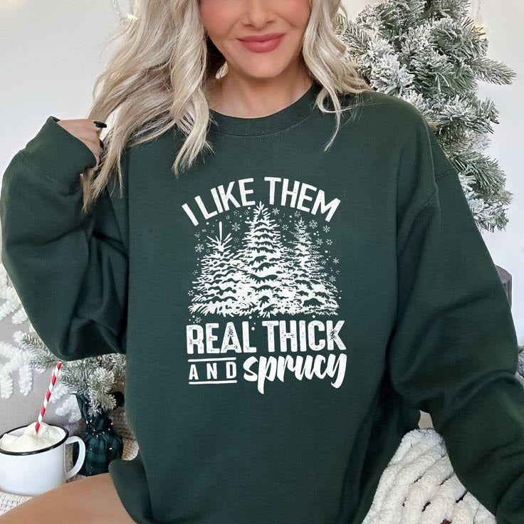 I Like Them Real Thick Christmas Sweatshirt T-Shirts, Hoodie | HypeCrazeTee.com