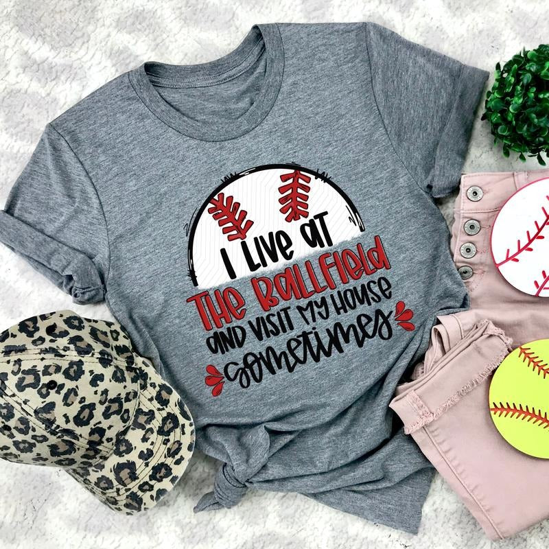I Live at the Ballfield DTF Transfers - THIS IS NOT A SHIRT Hoodie, Sweatshirt | HypeCrazeTee.com