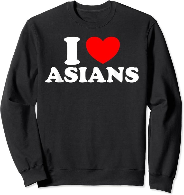 I Love Asians Shirt, I Heart Asians Unisex Crewneck Sweatshirt Hoodie | HypeCrazeTee.com