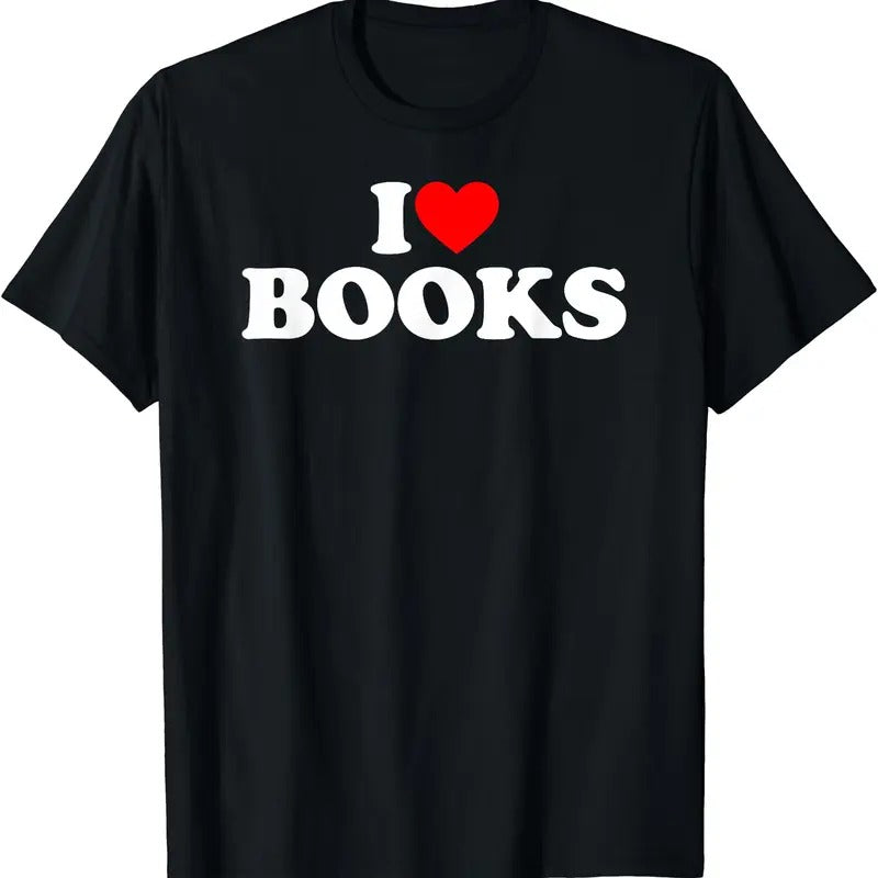 I Love Books, I Heart Books T-Shirt | Unisex Cotton Tee, Short Sleeve, Size S-5XL Hoodie, Sweatshirt | HypeCrazeTee.com
