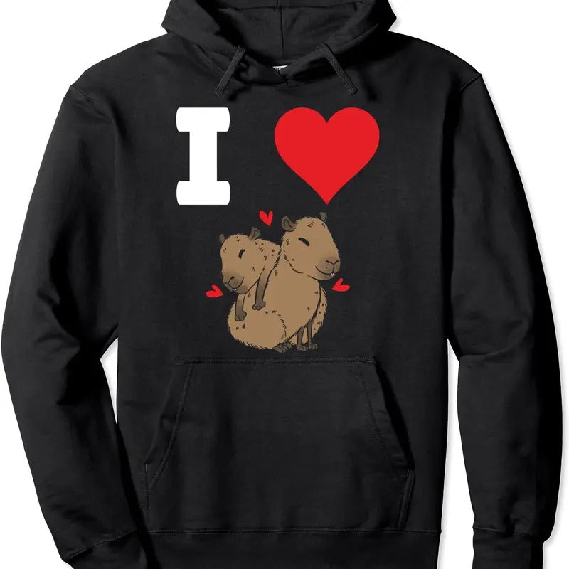 I Love Capybara Pullover Hoodie | Unisex Hooded Sweatshirt T-Shirts | HypeCrazeTee.com