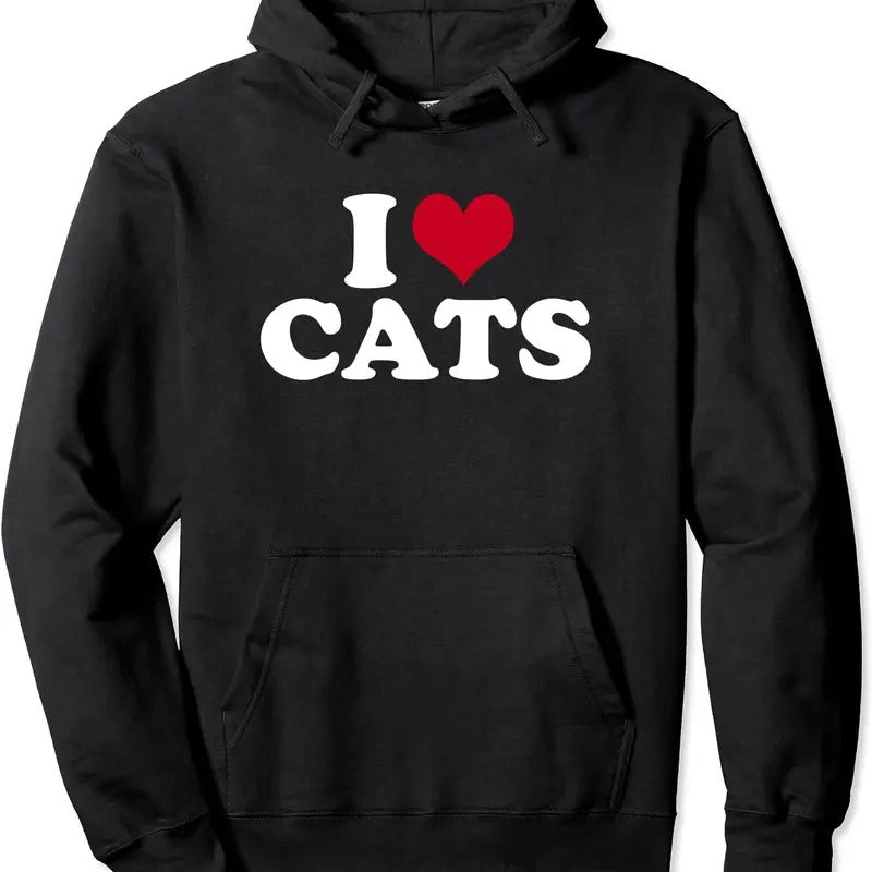 I Love Cats Funny Hoodie | Unisex Hooded Sweatshirt T-Shirts | HypeCrazeTee.com
