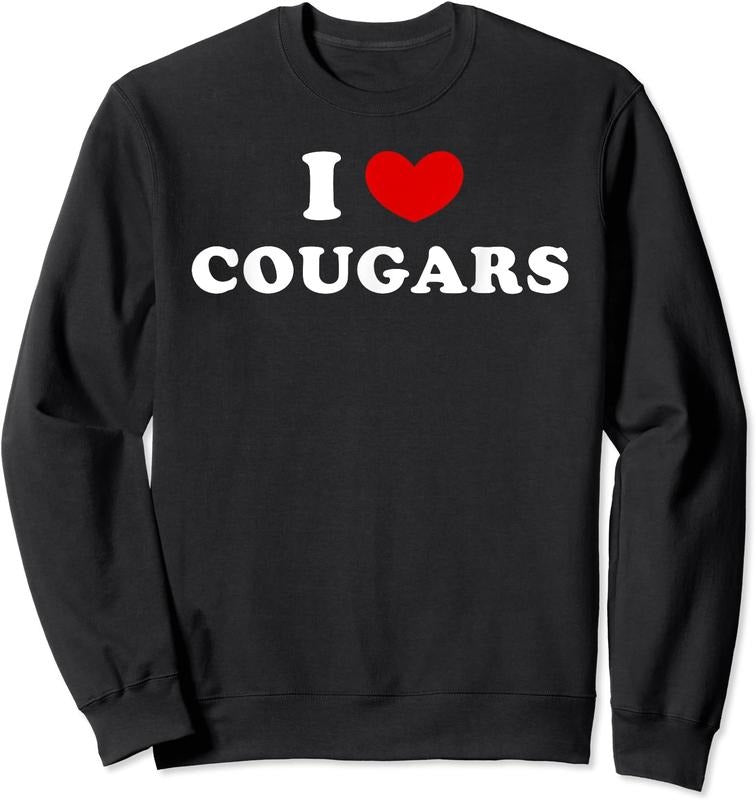 I Love Cougars Shirt, I Heart Cougars Unisex Crewneck Sweatshirt Hoodie | HypeCrazeTee.com