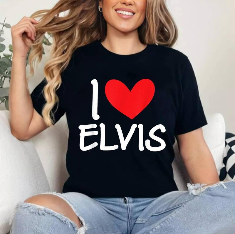 I Love Elvis Name Personalized Men Guy BFF Friend Heart T-Shirt | Cotton 100%, Crewneck, Top Womenswear Hoodie, Sweatshirt