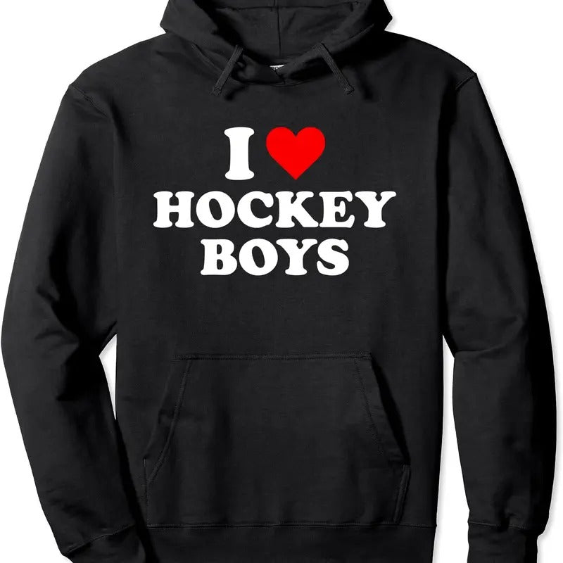 I Love Hockey Boys Pullover Hoodie | Unisex Hooded Sweatshirt T-Shirts | HypeCrazeTee.com