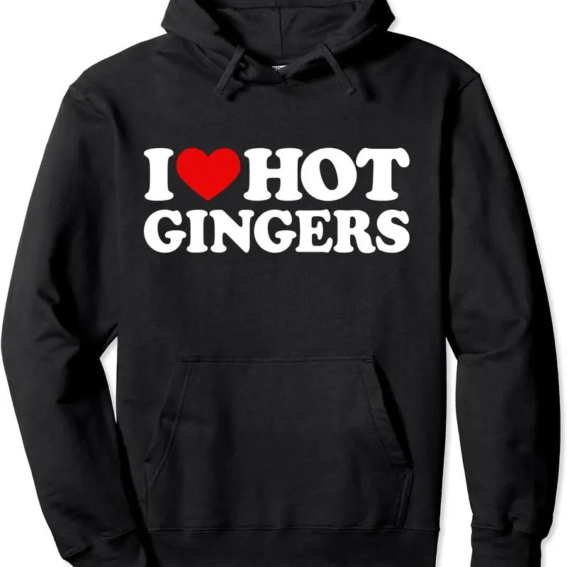 I Love Hot Gingers Shirt, I Heart Hot Redheads Red Heads Gift Hoodie | Unisex Hooded Sweatshirt | HypeCrazeTee.com