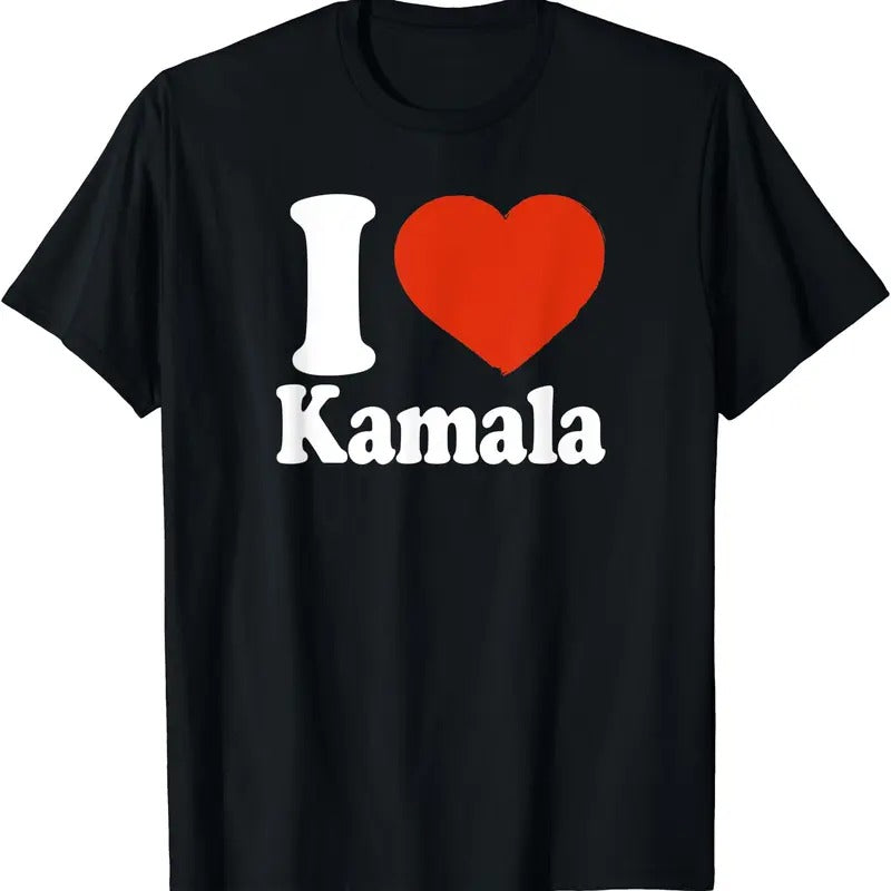 I Love Kamala, I Heart Kamala, Kamala Harris T-Shirt | Unisex Cotton Tee, Size S-5XL Hoodie, Sweatshirt | HypeCrazeTee.com