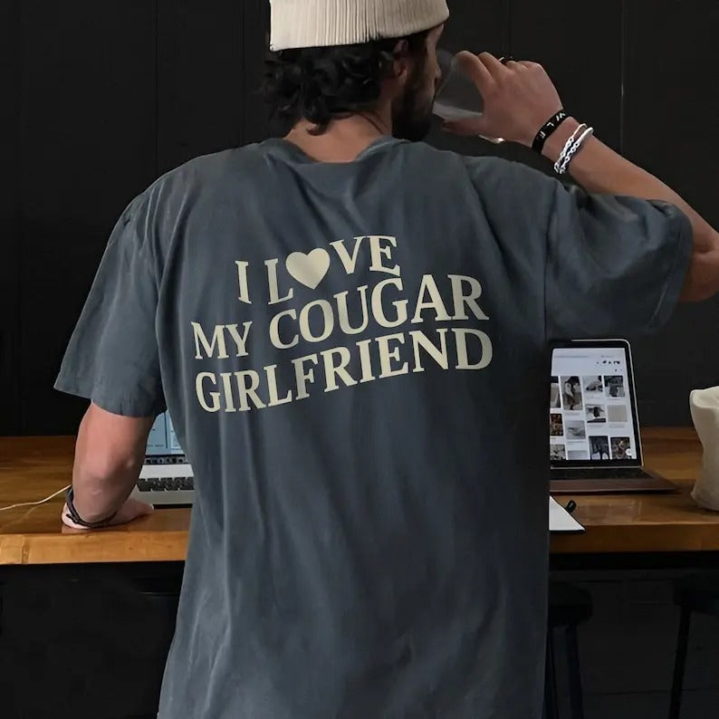 I Love My Cougar Girlfriend  Shirt, Boyfriend Gift, I Love My Girlfriend Tee, I Heart My Cougar Shirt, Valentines Gift ...