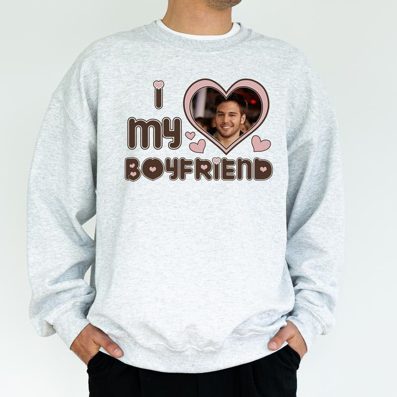 I Love My Girlfriend Custom Photo I Heart My Girlfriend I Love My Wife Top Him Soft Classic Menswear T-Shirts, Hoodie, Sweatshirt