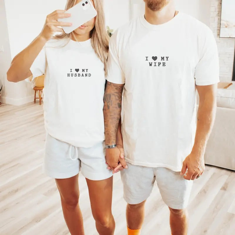I Love My Wife Husband Custom Honeymoon Couple Shirt Personalized Matching Couple Shirt Valentines T-Shirts, Hoodie, Sweatshirt