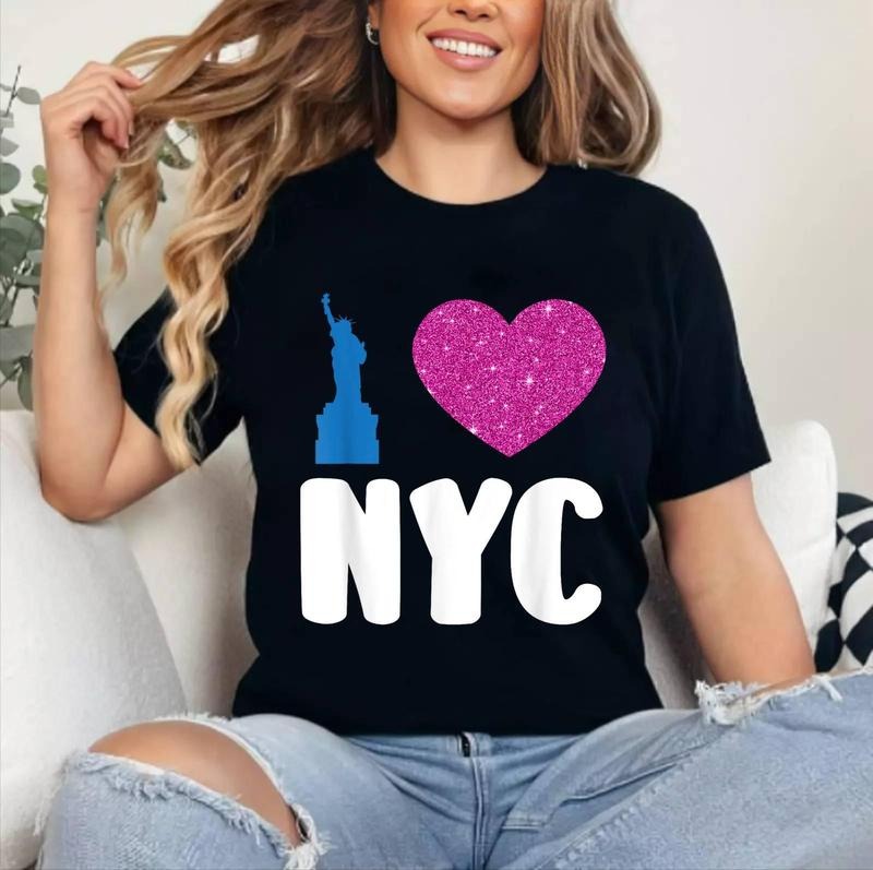I Love NYC New York City USA America Travel New Yorker T-Shirt | Cotton 100%, Crewneck, Top Womenswear Hoodie, Sweatshirt