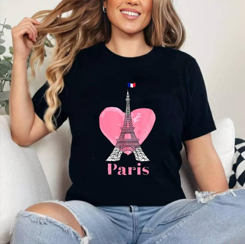 I Love Paris Eiffel Tower France Gift T-Shirt | Cotton 100%, Crewneck, Top Womenswear Hoodie, Sweatshirt | HypeCrazeTee.com