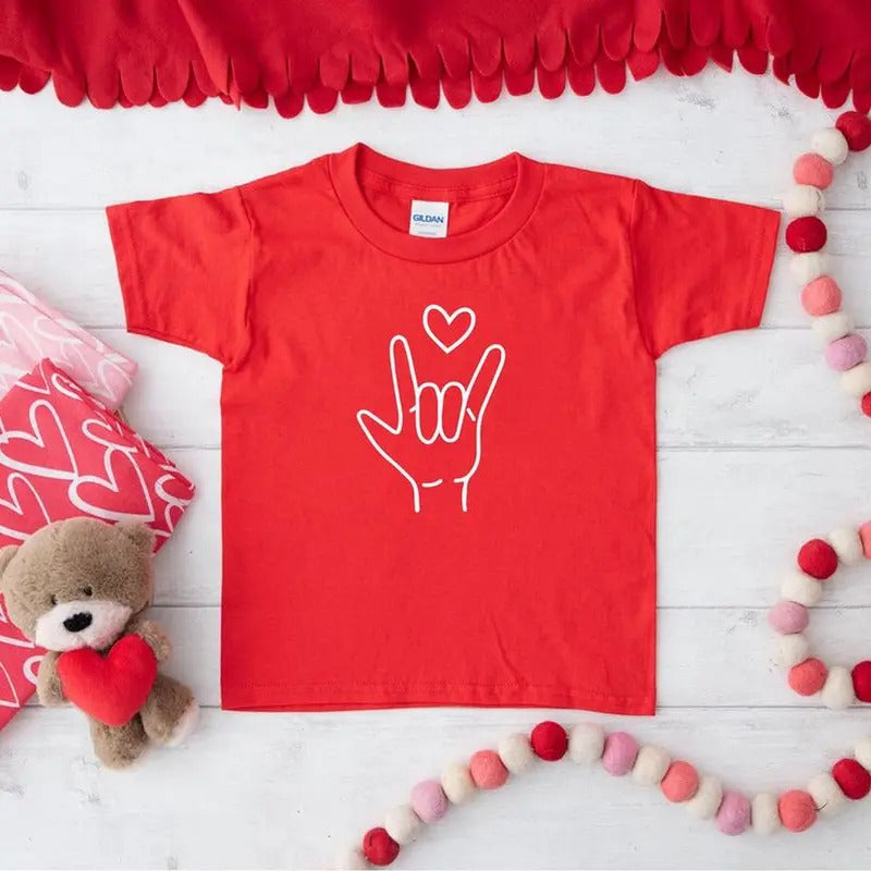 I Love You Hand Sign T-Shirt, Valentine Day Shirt,  Love Day Tee, Boys Valentine, Valentine Gift, Valentine Hoodie,...