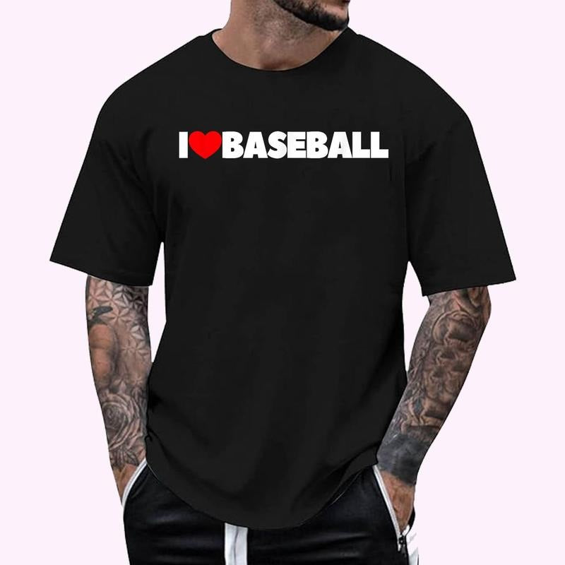 I Love (Heart) Baseball T-Shirt , Unisex Cotton 100%, Top Menswear Hoodie, Sweatshirt | HypeCrazeTee.com