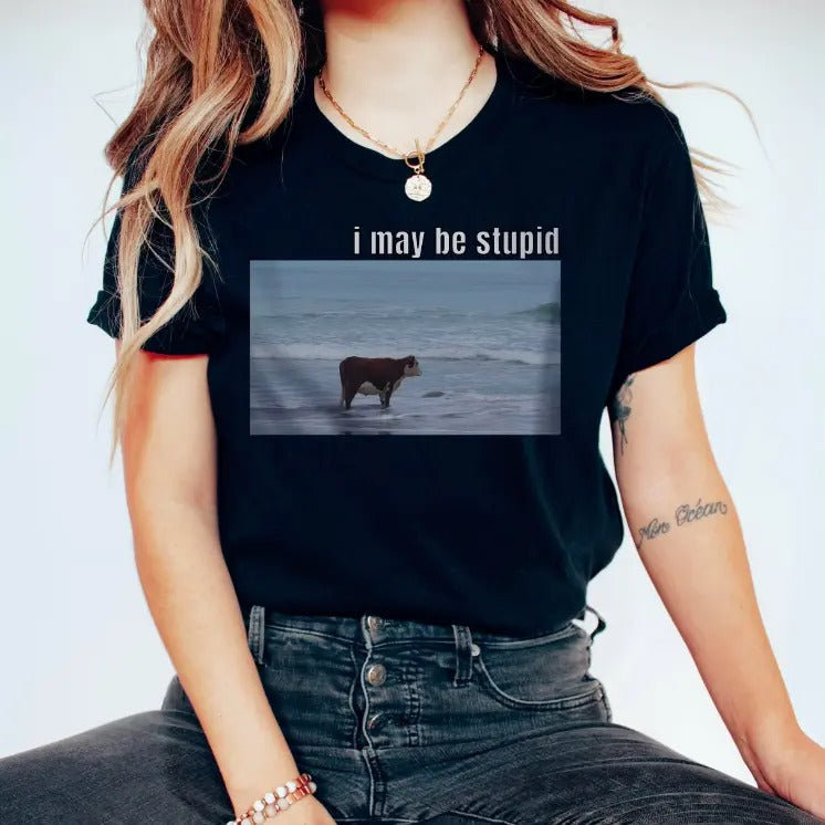 I May Be Stupid Tshirt, Joke Shirt, Funny Meme Tee, Gag Shirt, Meme Shirt, Ocean Cow Shirt, Funny Shirt, Gift for Her,...