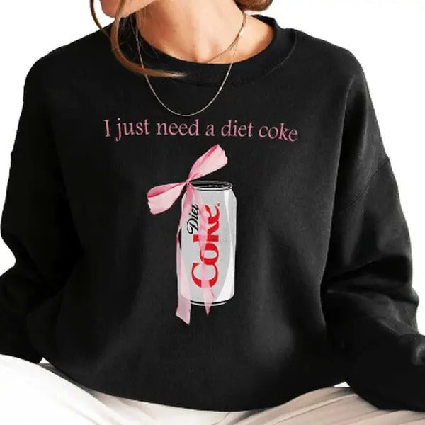 I NEED A DIET COKE Sweatshirts - Unisex Cotton Polyester Blend with Loose Fit and Sewn-in Label - Pullover, Fabric...