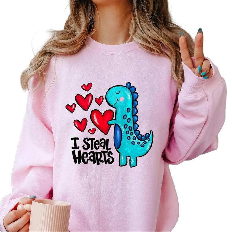 I Steal Hearts Dino Crewneck Sweatshirt T-Shirts, Hoodie | HypeCrazeTee.com