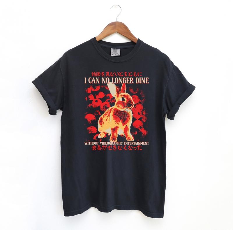 I can no longer dine Rabbit Vintage Japanese T-Shirt, Comfort Colors Bunny Rabbit Graphic Tee, Japanese Horror T-shirt...